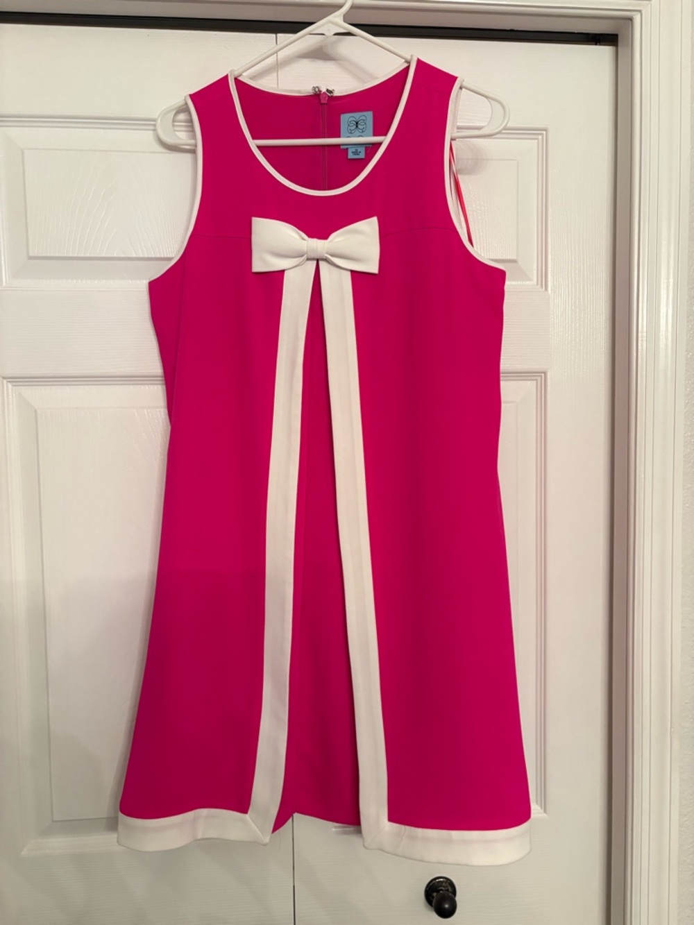 CeCe Hot Pink Dress with White Bow Trim